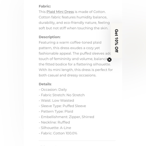 NWT RIHOAS Coffee Gingham Mini Dress - Picture 15 of 15